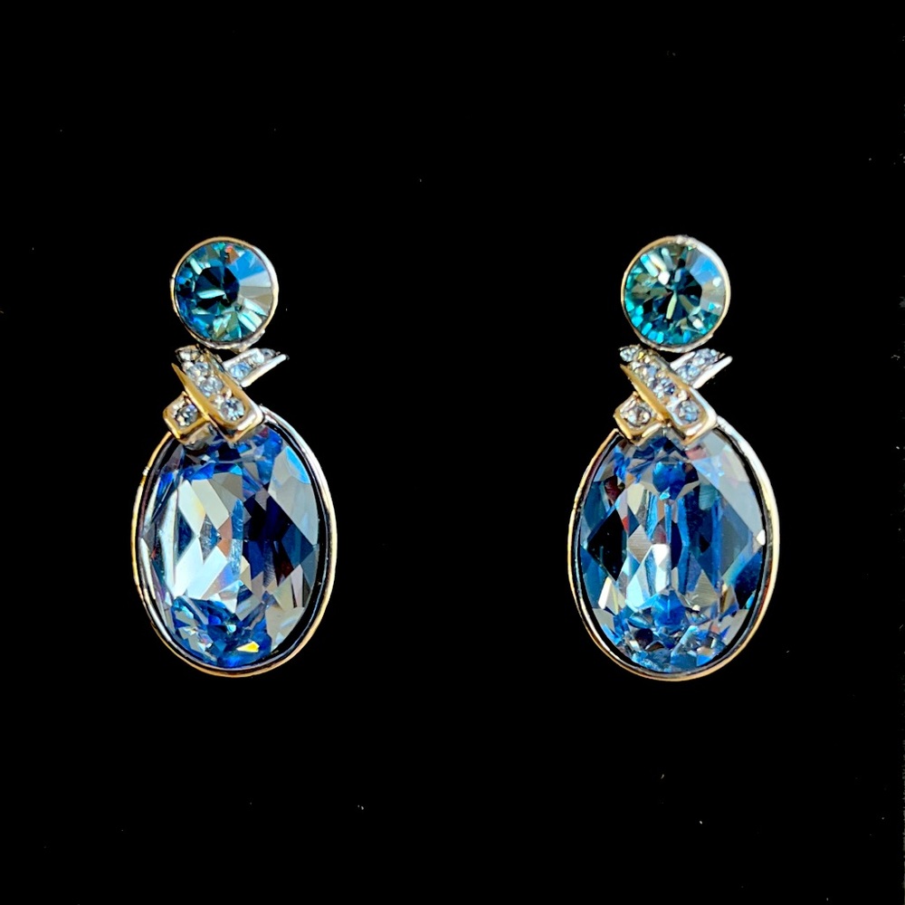 Givenchy Blue Crystal Drop Earrings